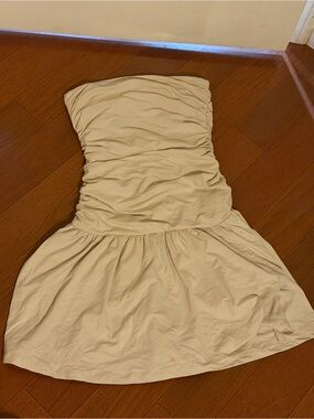 Susana Monaco Strapless Ruched Mini Dress in Beige